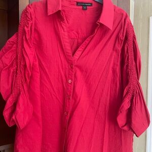 Boston Proper Vibrant Red Button Down Shirt